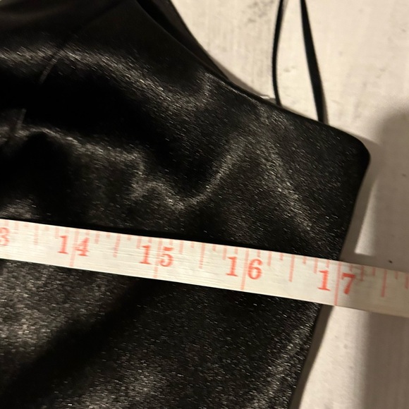 Birdy Grey Black Satin Maxi Dress Straps V Neck size S - Picture 9 of 12